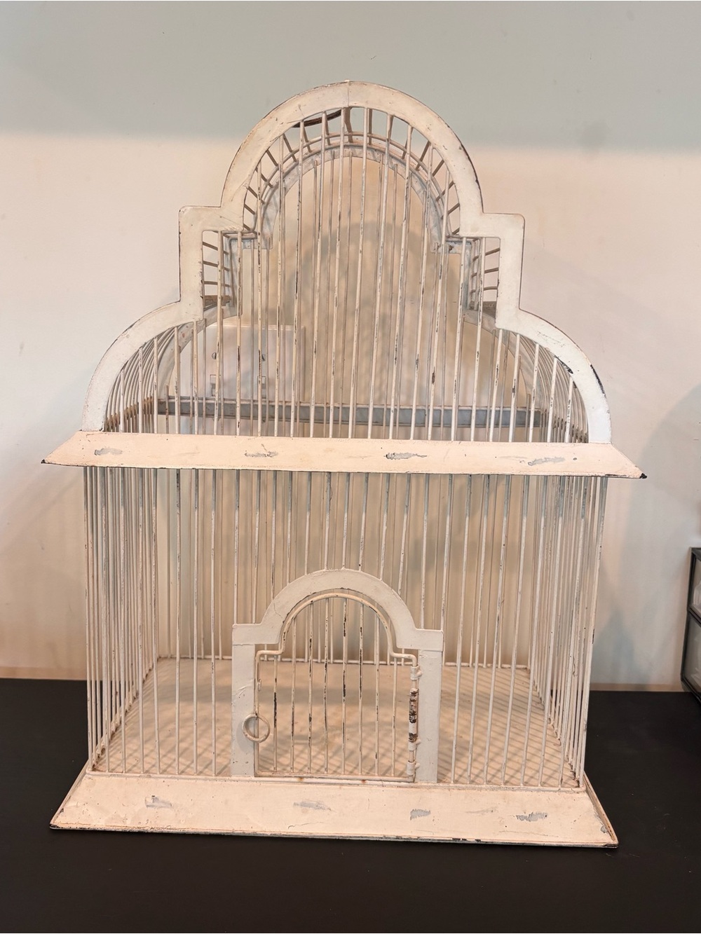 Vintage Rustic MetalWhite Decorative Birdcage - Home Accents